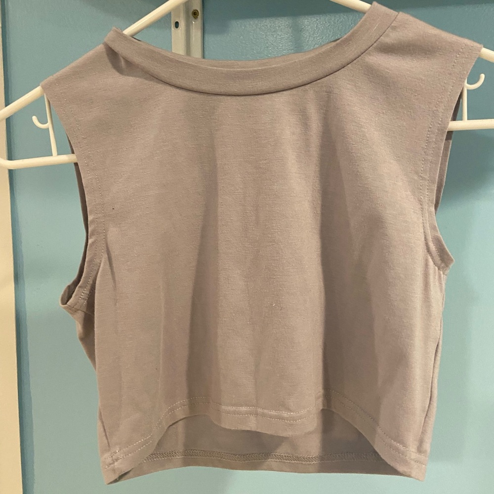 Dark purple/ grey muscle tank crop top